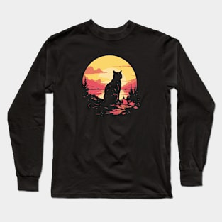 Cat Silhouette Long Sleeve T-Shirt